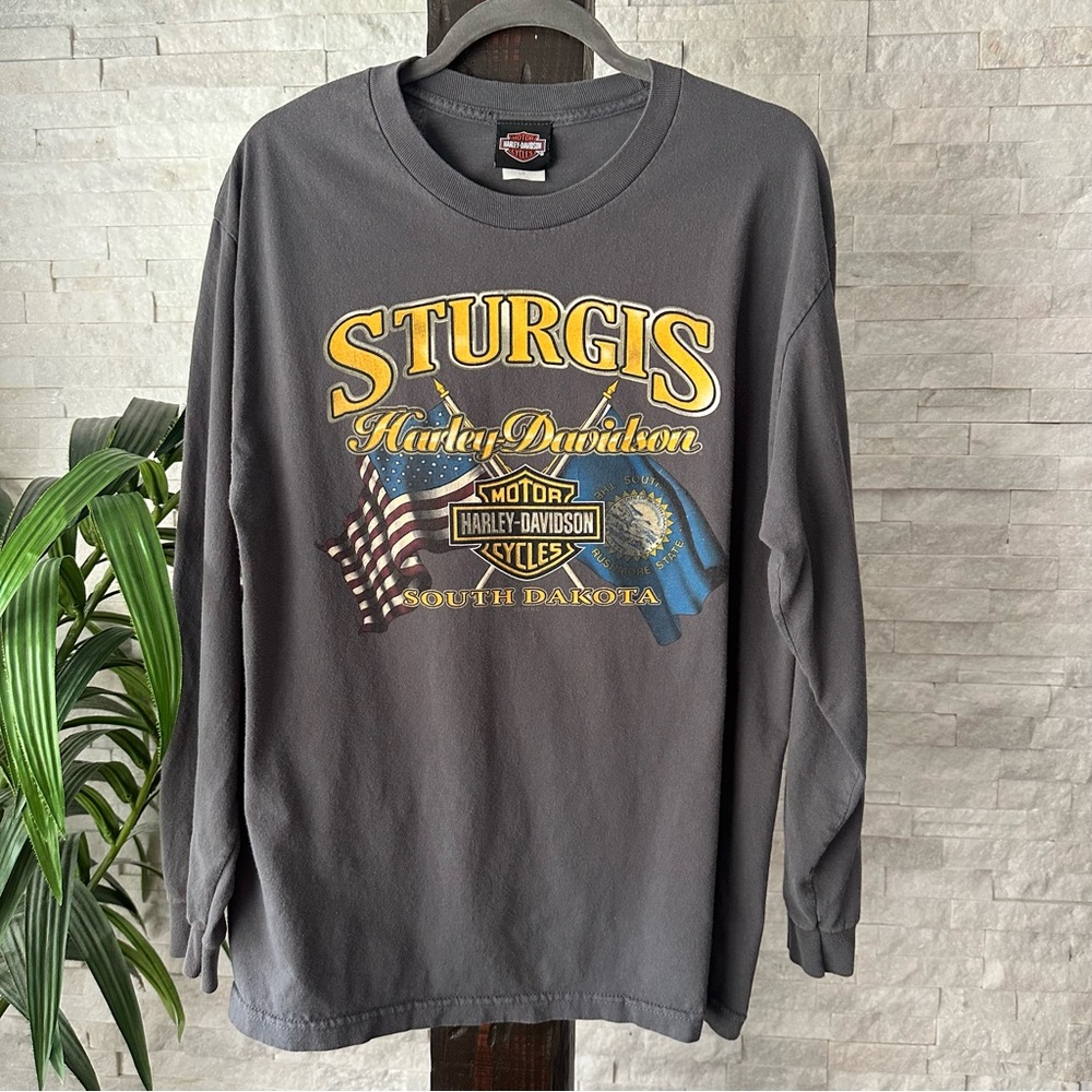 Harley Davidson Sturgis South Dakota, gray long sleeve tee size L